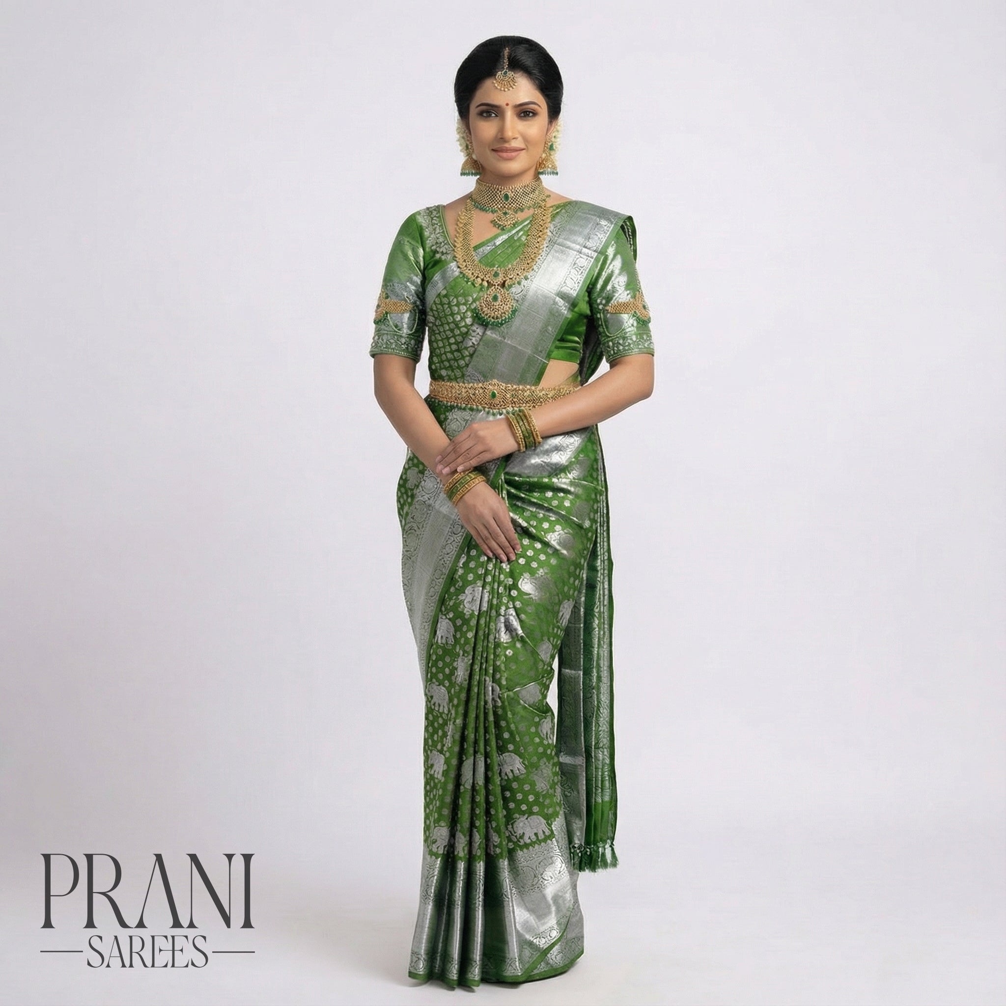 Green kanchivaram Pattu saree