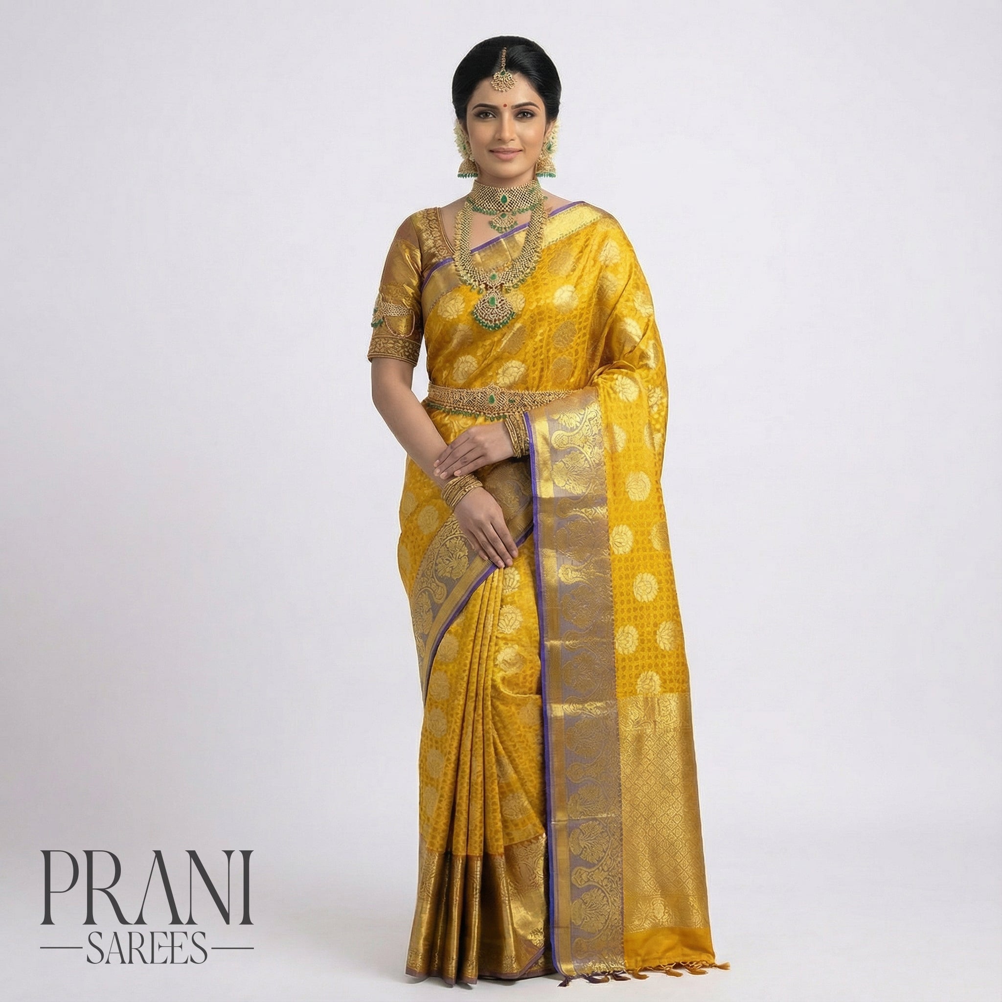 Mustard kanchi pattu saree