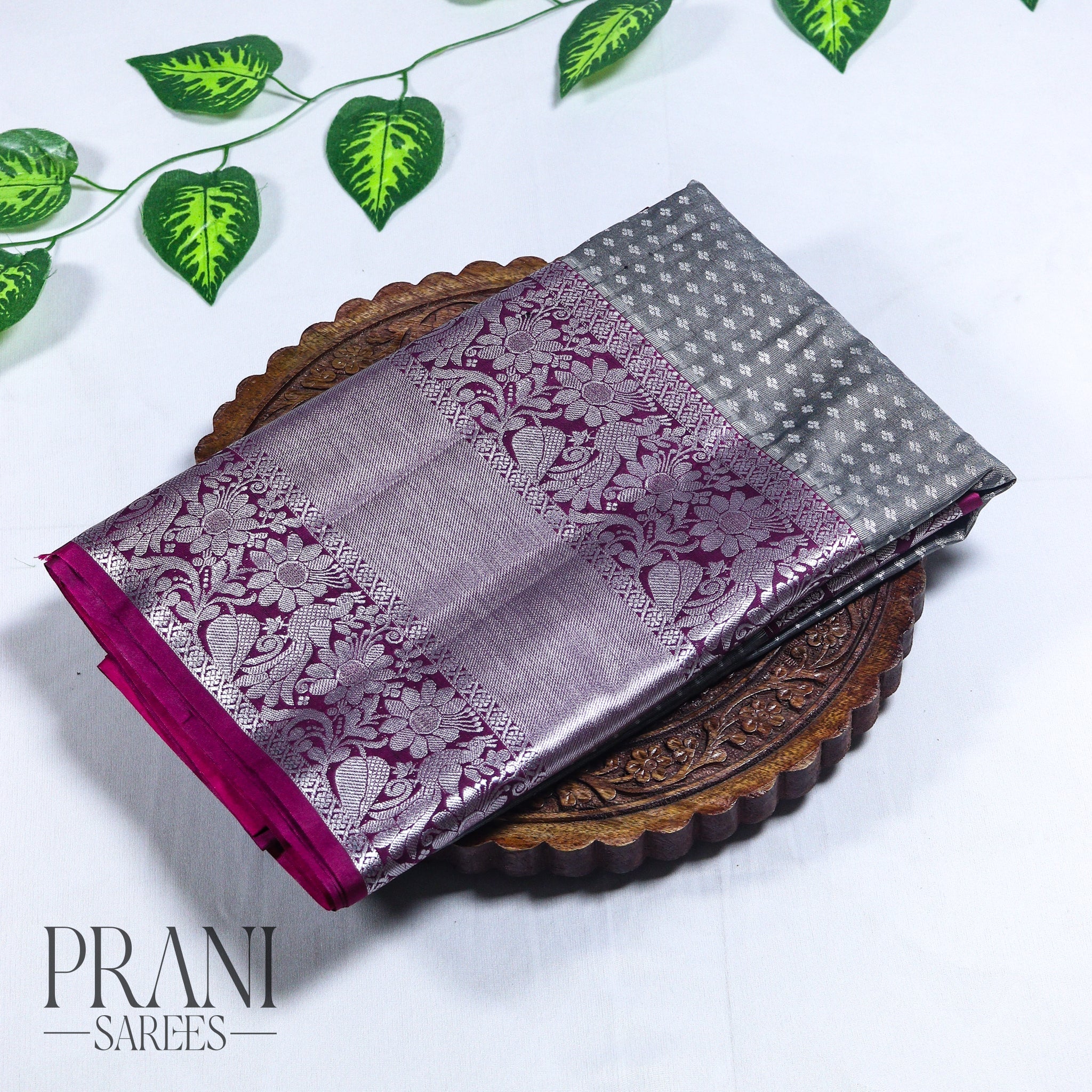 Grey & Pink kanchivaram Pattu saree