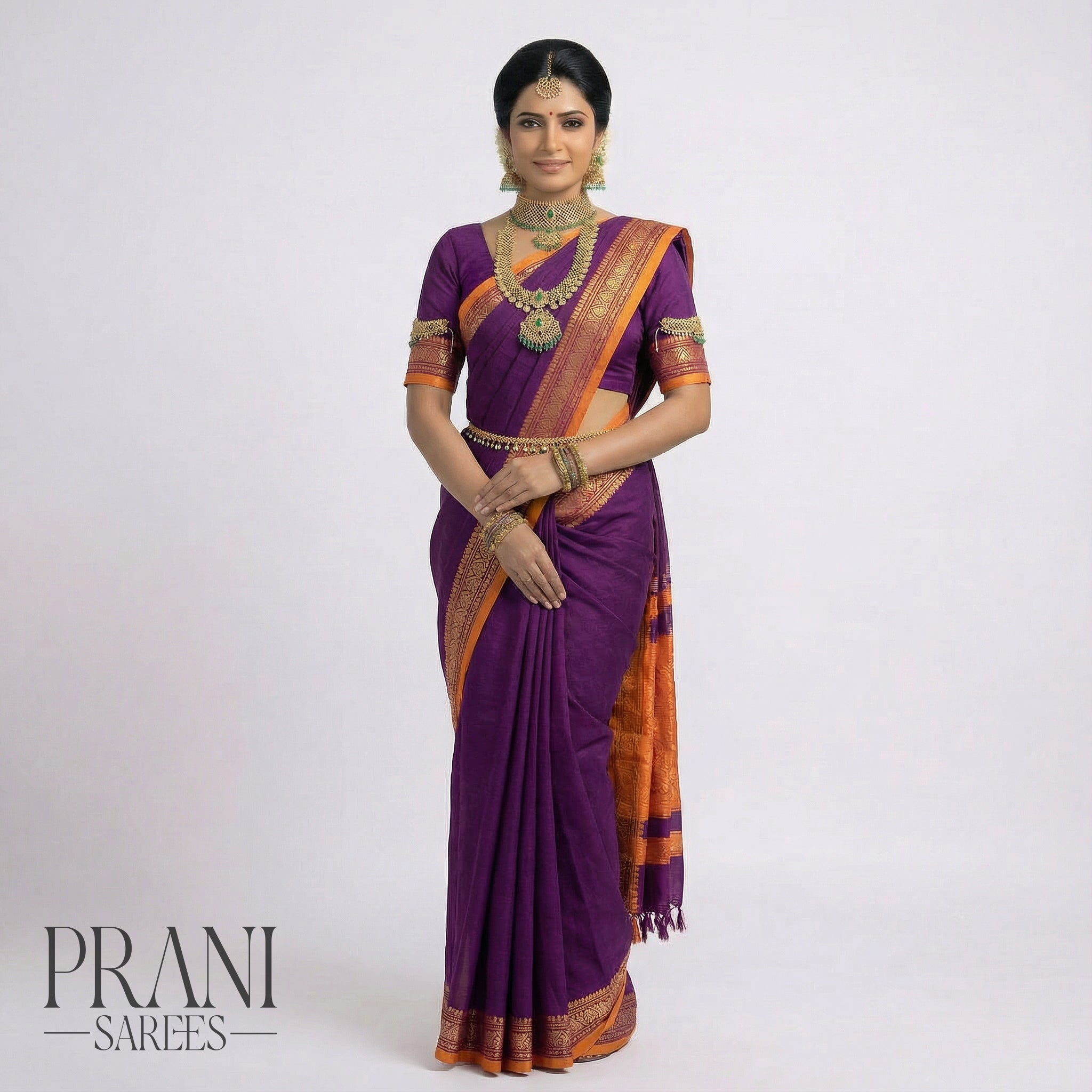 Purple mangalgiri saree