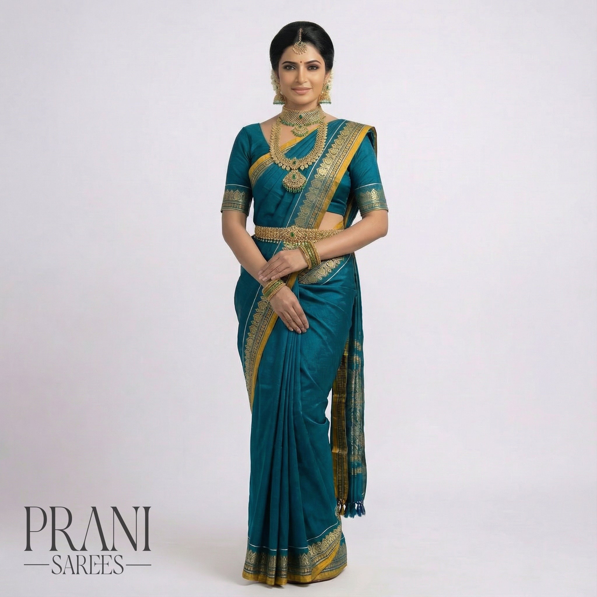 Navy Blue mangalgiri saree