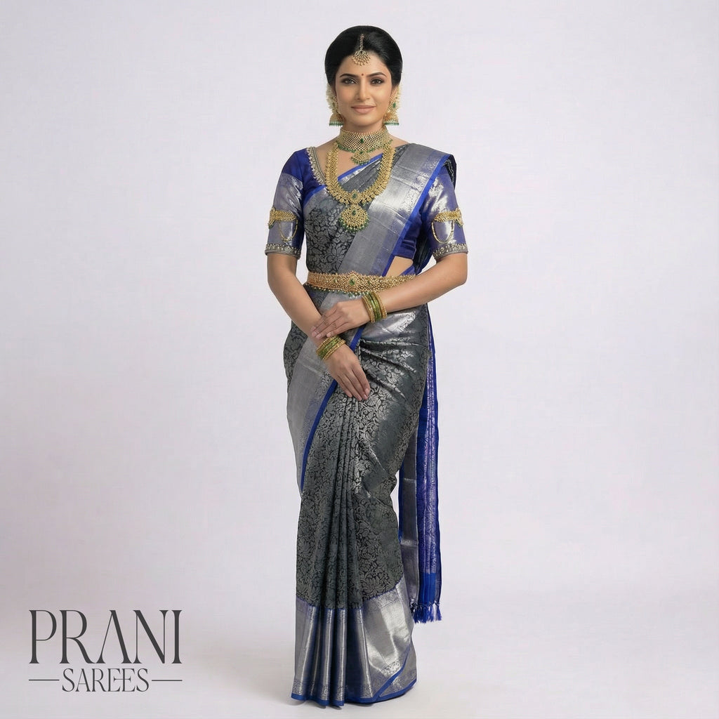 Steel grey Kanchi Light Weight Patu saree