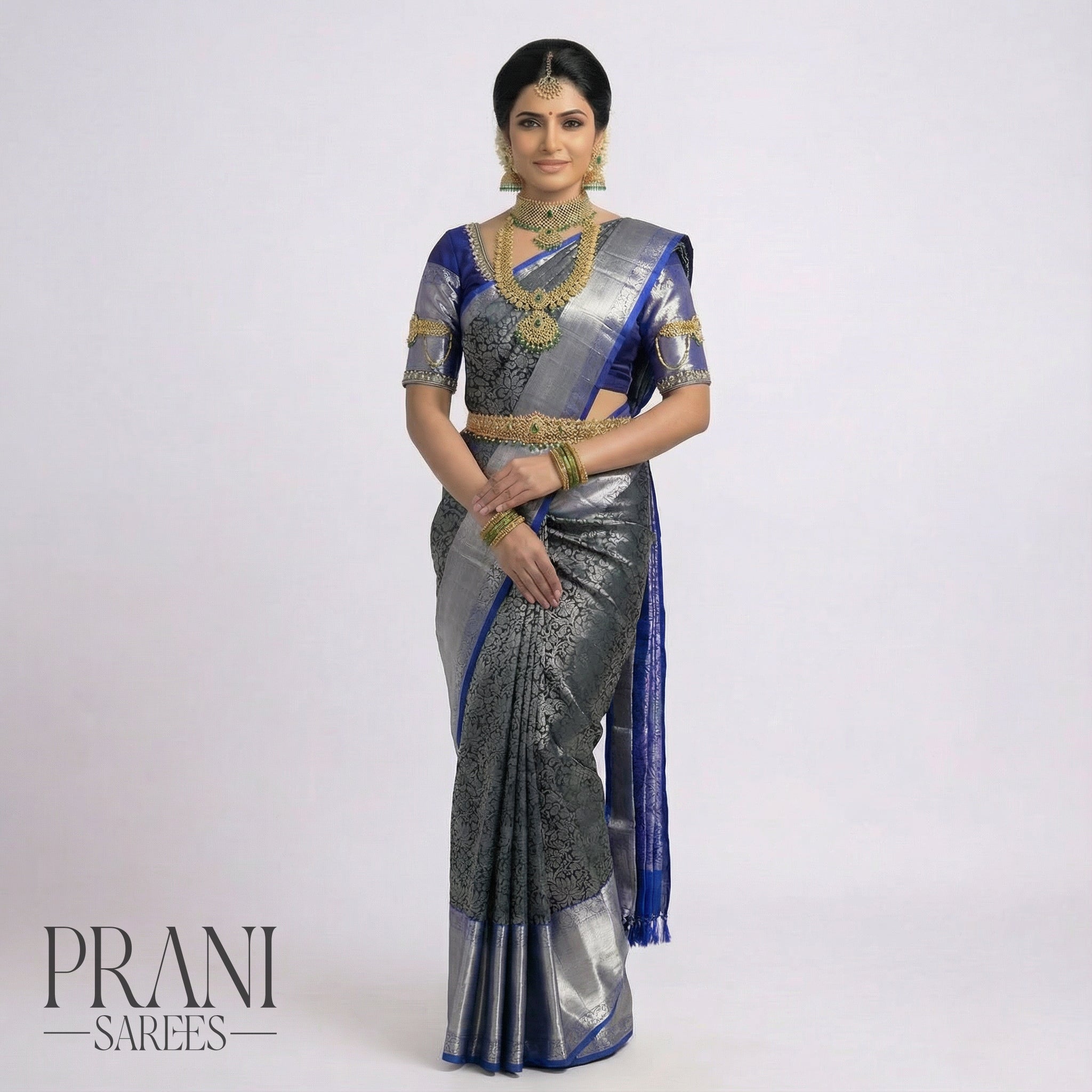 Steel grey Kanchi Light Weight Patu saree