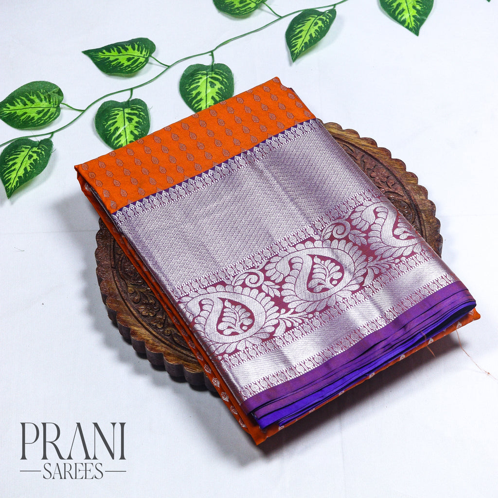 Burnt orange kanchivaram Pattu saree
