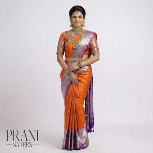 Burnt orange kanchivaram Pattu saree