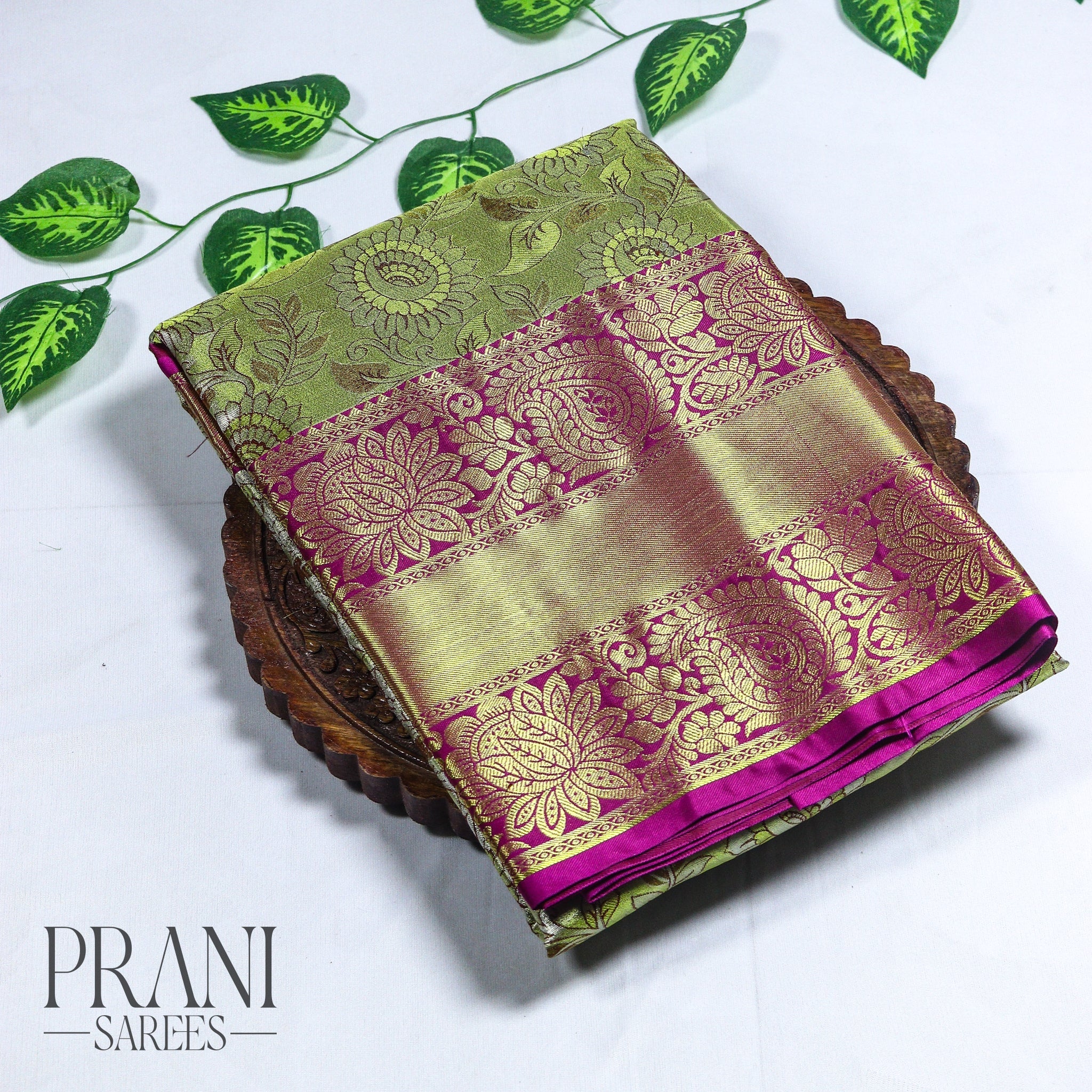Olive green kanchivaram Pattu saree
