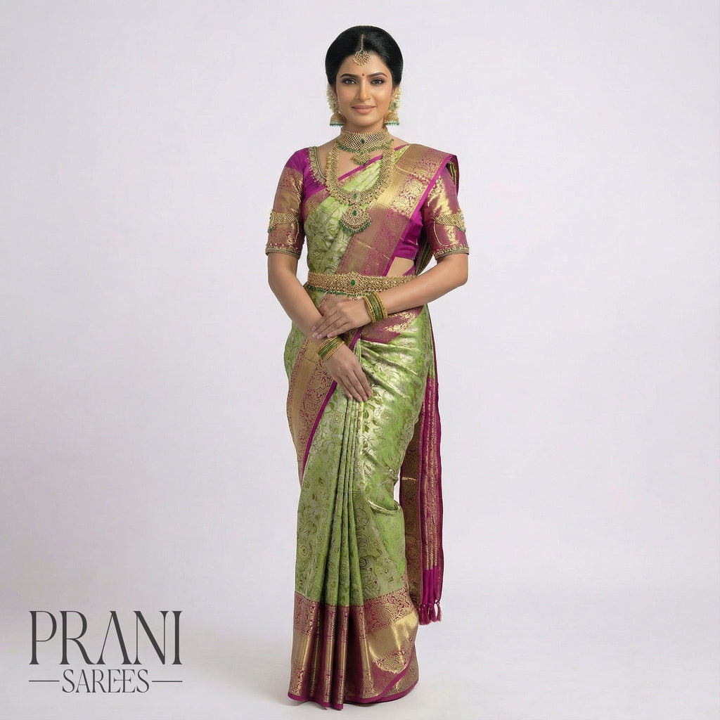 Olive green kanchivaram Pattu saree