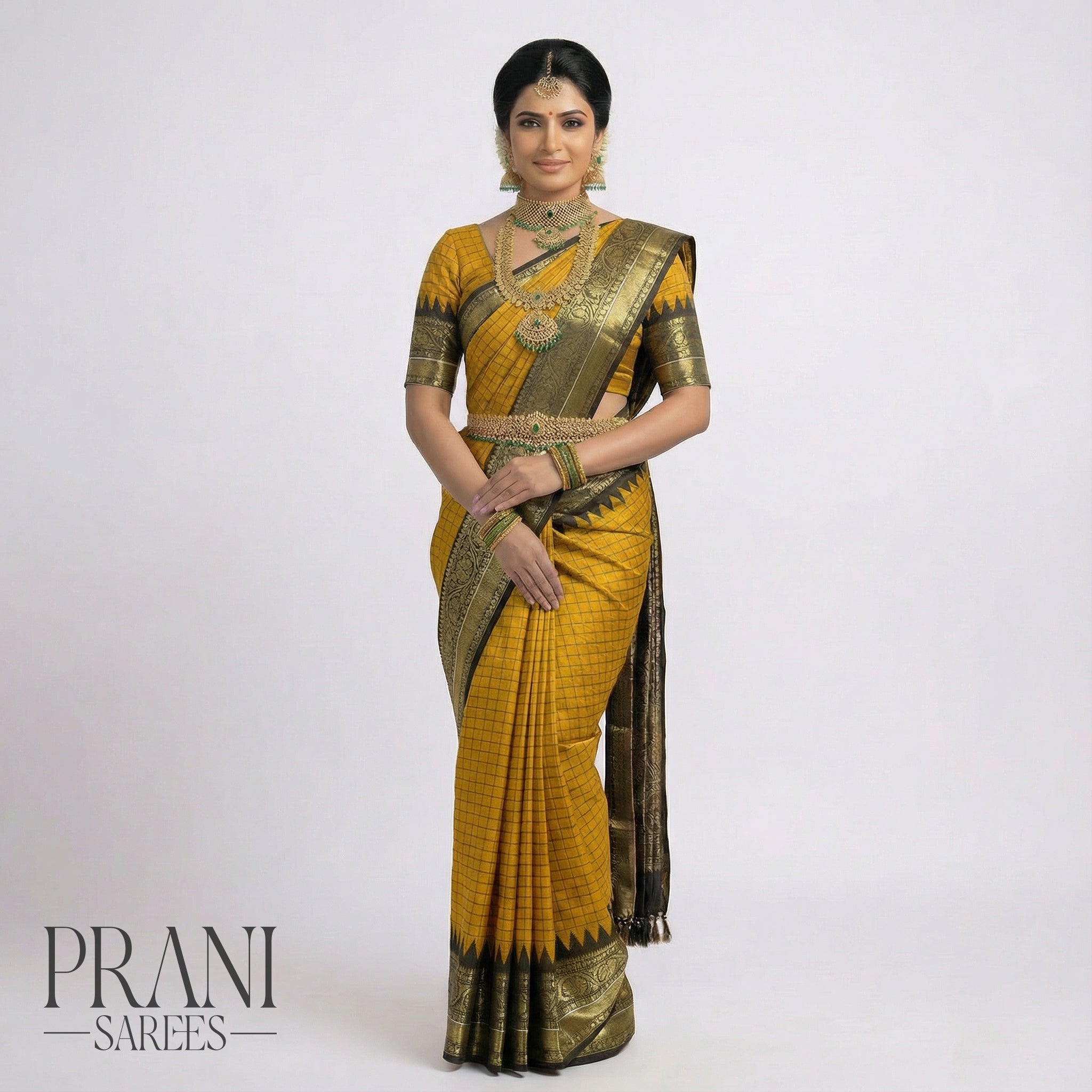 Mustard ikat saree