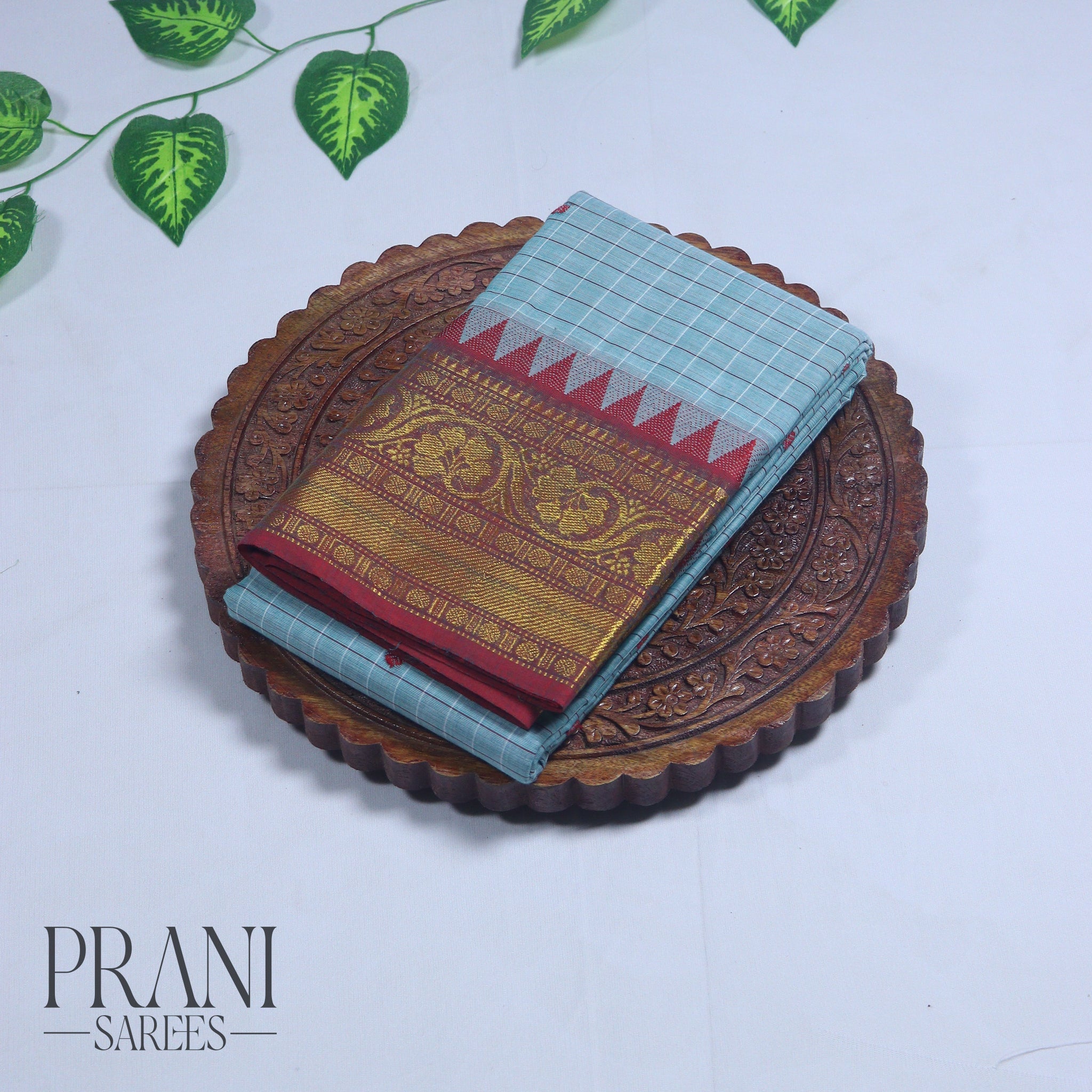 Powder blue ikat saree