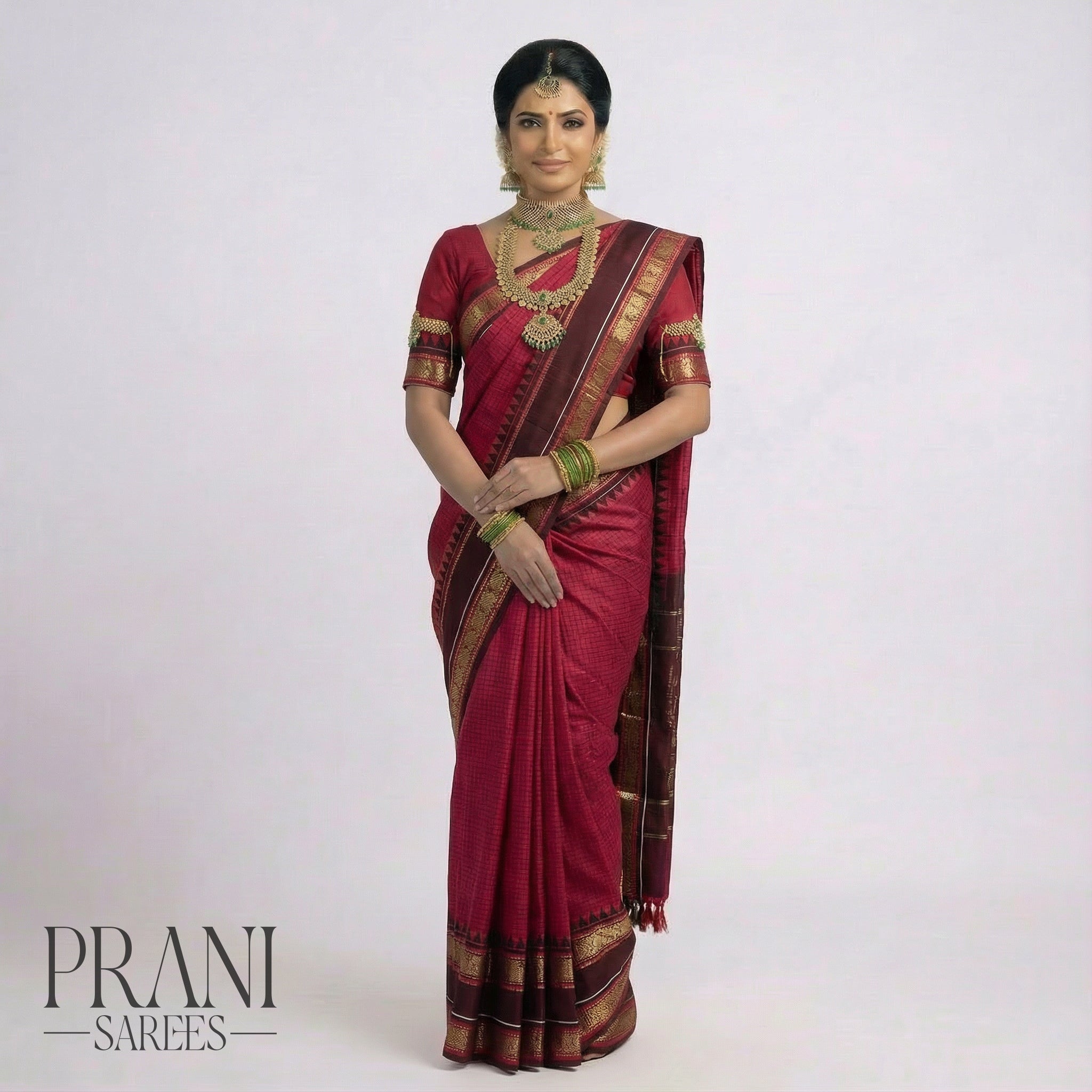 Wine red ikat saree