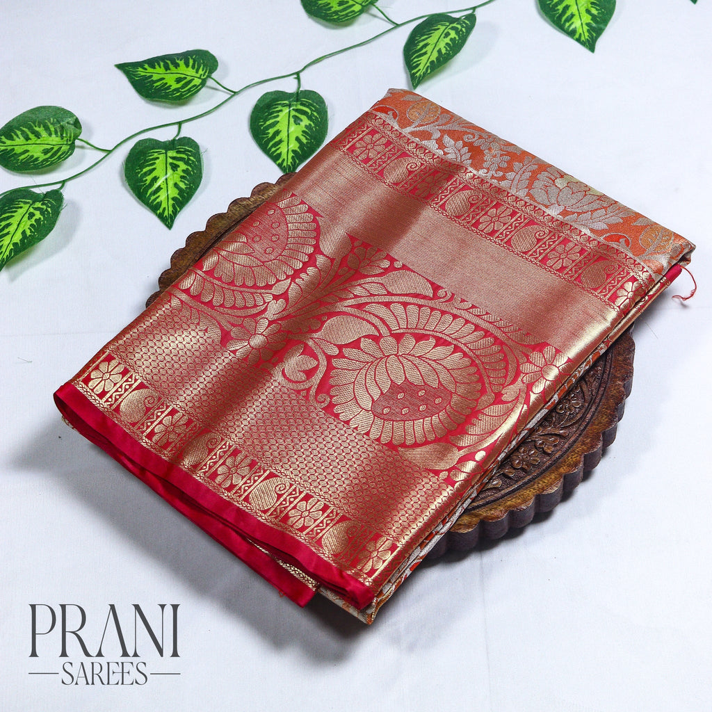 Brick red kanchivaram Pattu saree