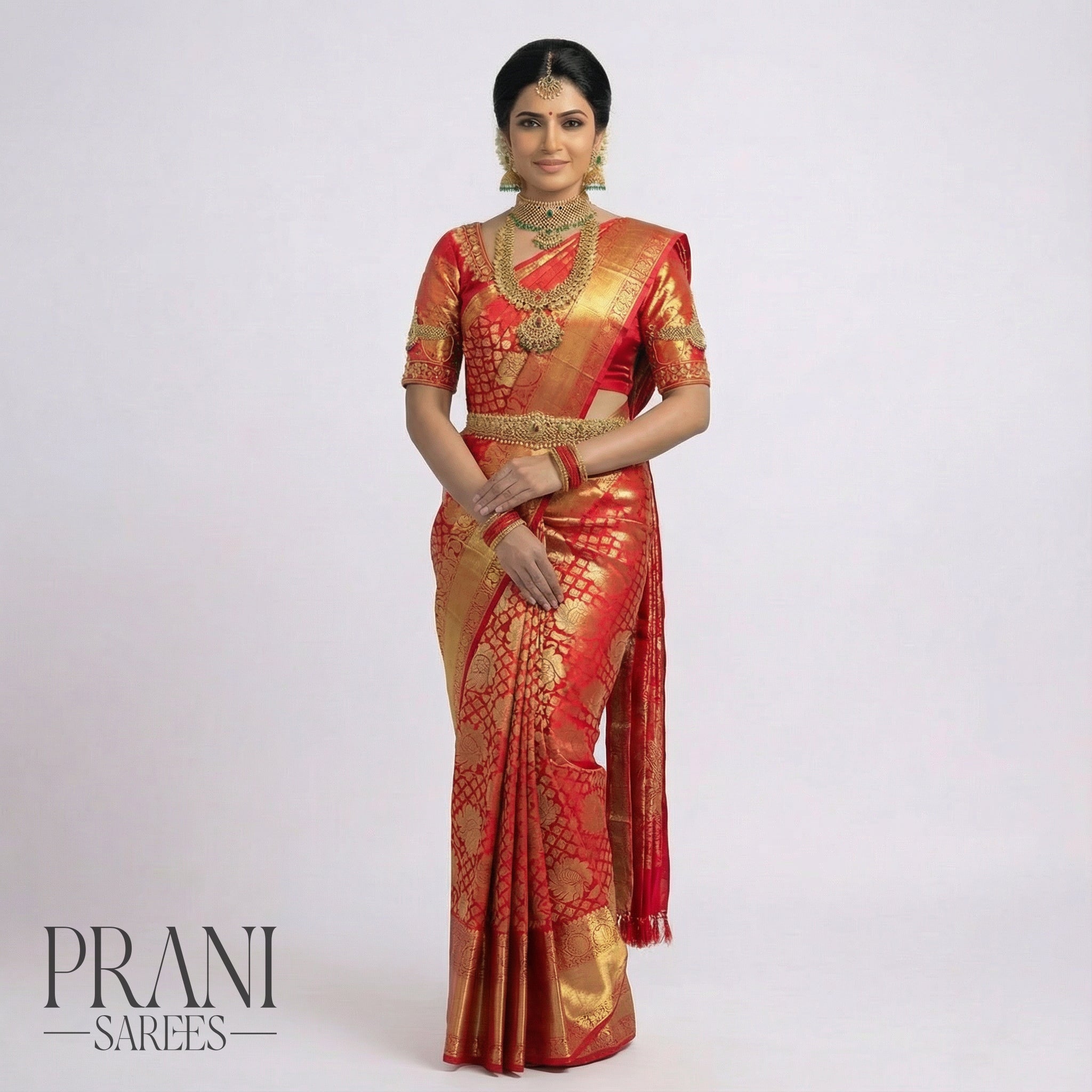 Brick red kanchivaram Pattu saree